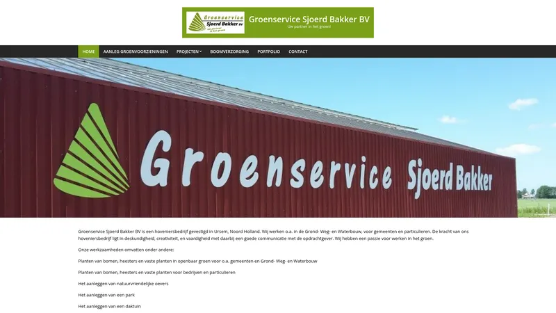 Website van Groenservice Sjoerd Bakker BV
