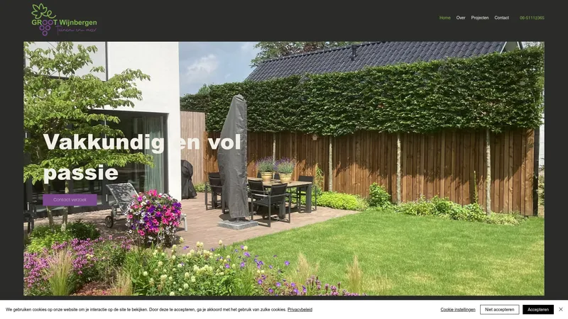 Website van Groot Wijnbergen tuinen en meer