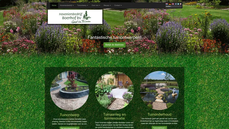 Website van Harrie Boerhof Hoveniersbedrijf