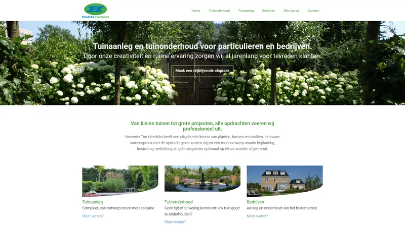 Website van Hendriks Hoveniers