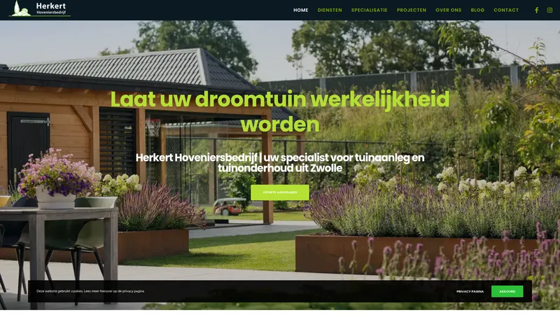 Website van Herkert Hoveniersbedrijf