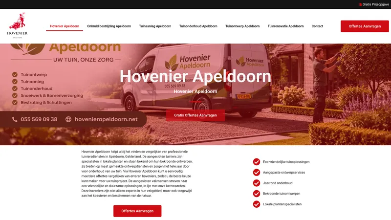 Website van Hovenier Apeldoorn