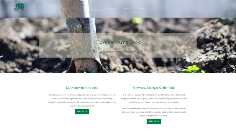 Website van Hovenier Arne Lock