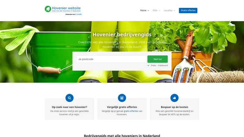 Website van Hovenier Bedrijvengids