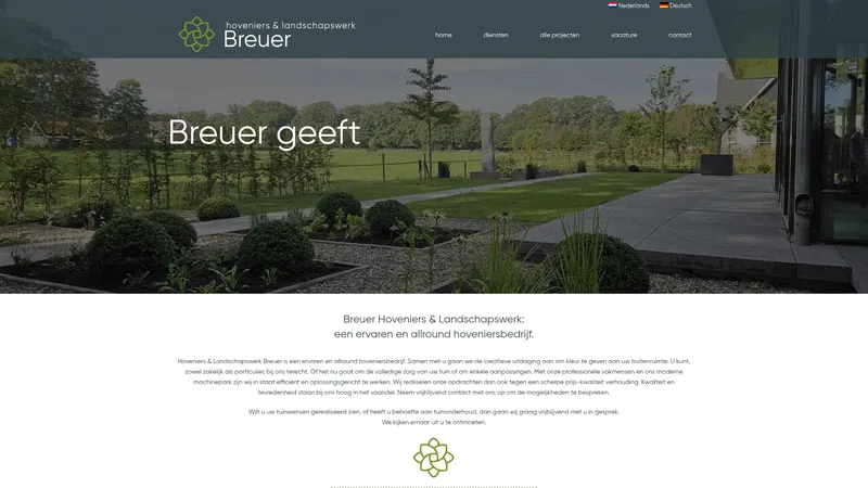 Website van Hovenier Breuer