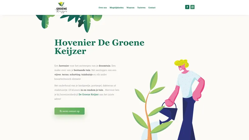 Website van Hovenier De Groene Keijzer