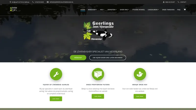 Website van Hovenier en Vijverspecialist Geerlings