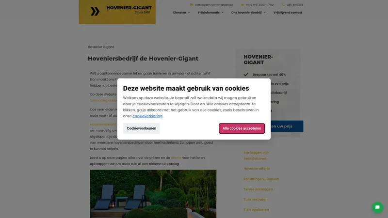 Website van Hovenier-Gigant b.v