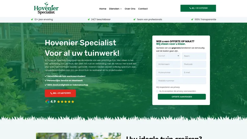Website van Hovenier specialis