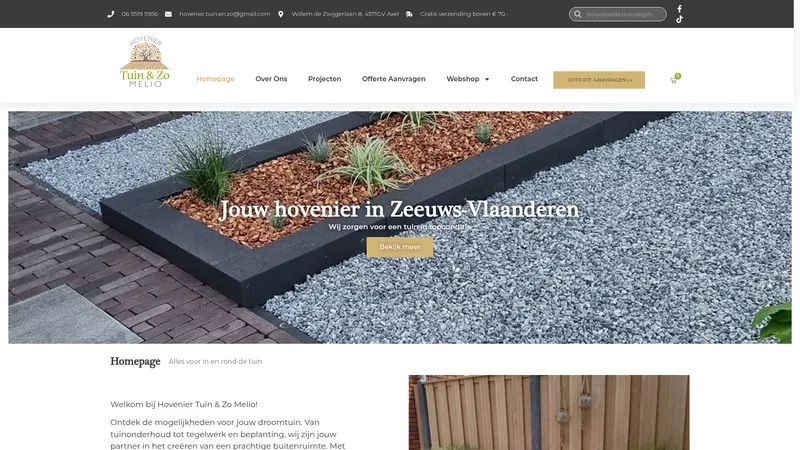 Website van Hovenier Tuin & Zo Jouw specialist in tuinen en producten