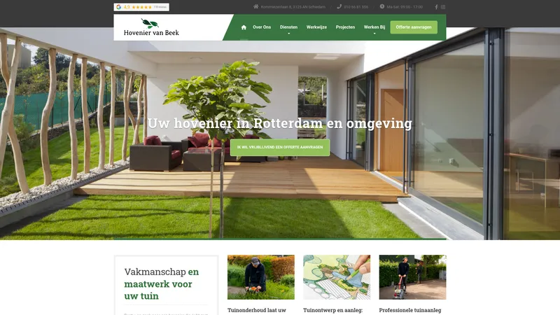 Website van Hovenier van Beek Omgeving Zuid-Holland Nederland