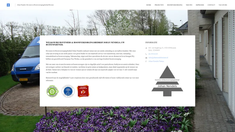 Website van Hoveniers & Boomverzorgingsbedrijf Johan Nendels