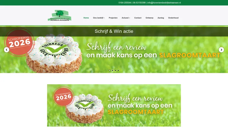 Website van Hoveniersbedrijf Adriaansen
