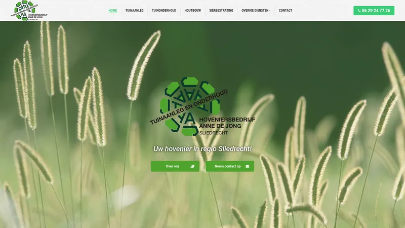 Website van Hoveniersbedrijf Anne de Jong