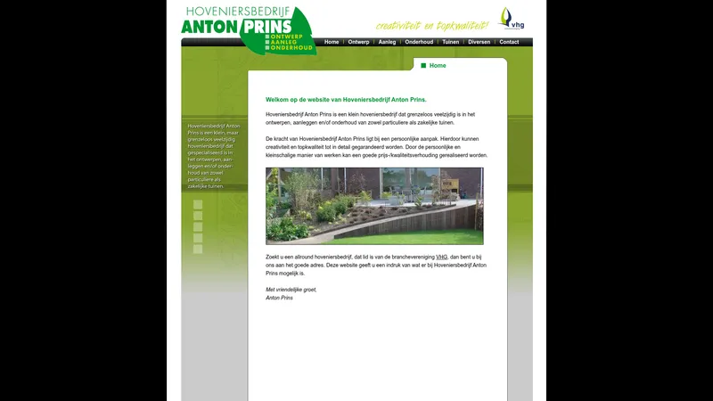 Website van Hoveniersbedrijf Anton Prins