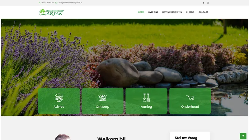 Website van Hoveniersbedrijf Arjan