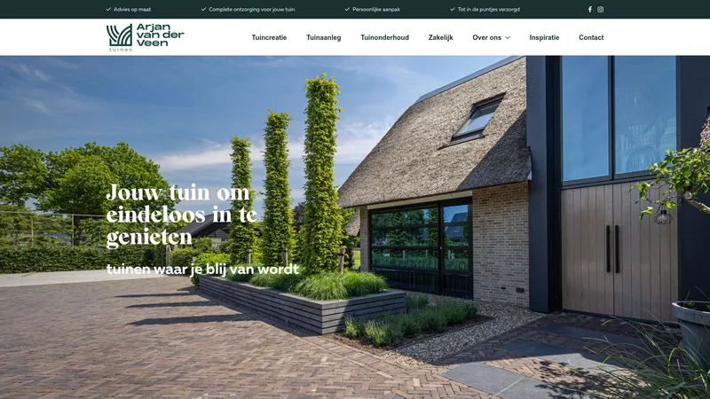 Website van Hoveniersbedrijf Arjan van der Veen
