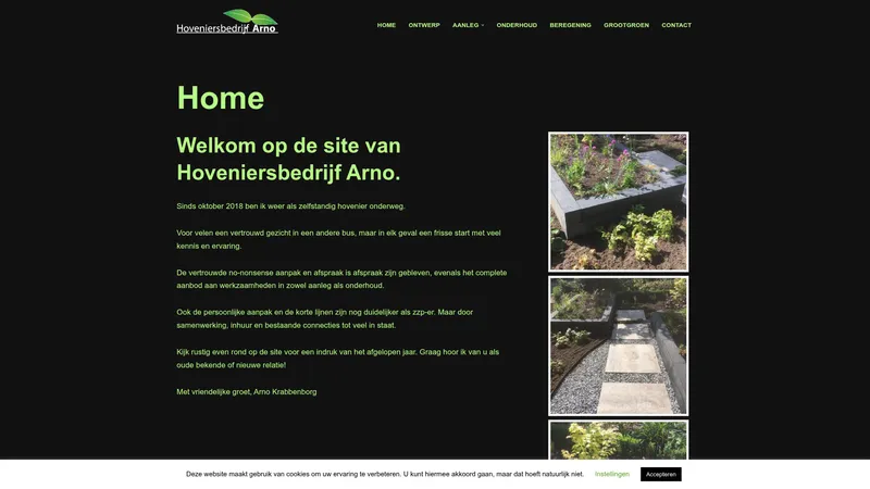 Website van Hoveniersbedrijf Arno