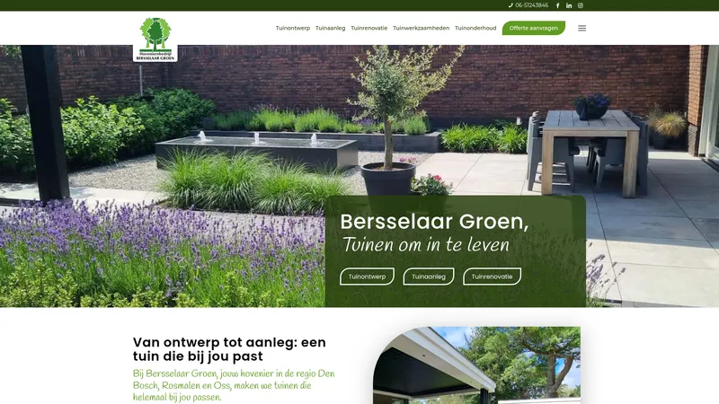 Website van Hoveniersbedrijf Bersselaar Groen