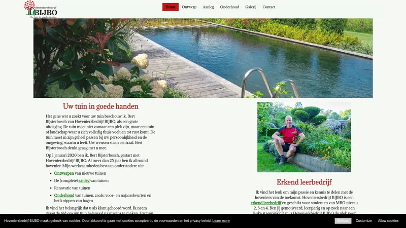 Website van Hoveniersbedrijf BIJBO