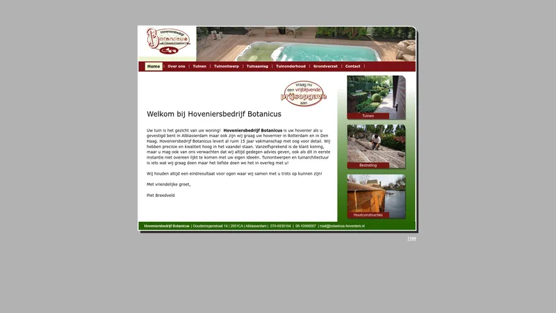Website van Hoveniersbedrijf Botanicus