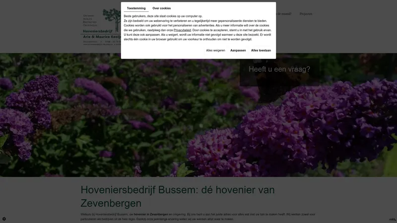 Website van Hoveniersbedrijf Bussem