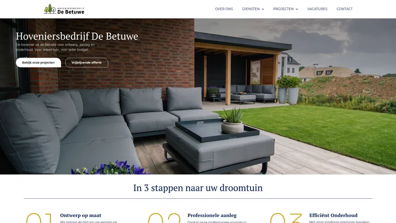 Website van Hoveniersbedrijf de Betuwe