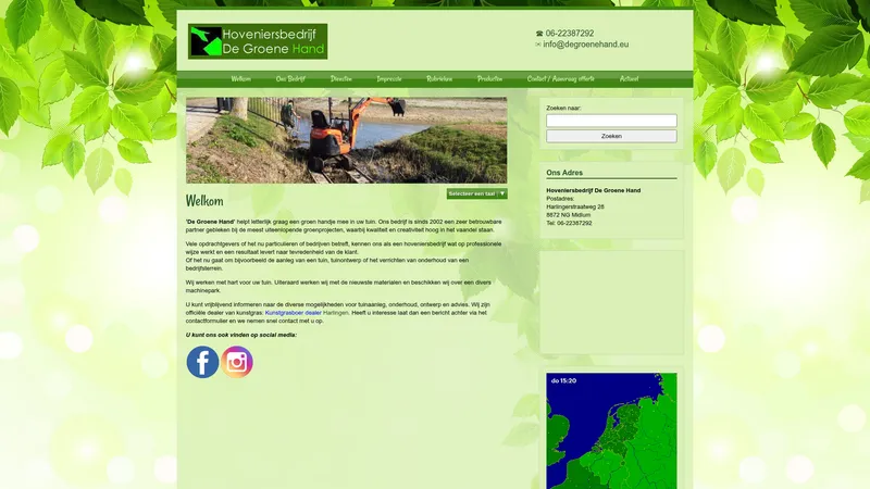 Website van Hoveniersbedrijf De Groene Hand