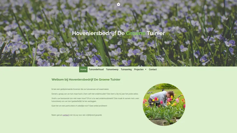 Website van Hoveniersbedrijf De Groene Tuinier