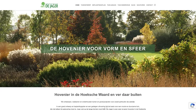 Website van Hoveniersbedrijf De Jager