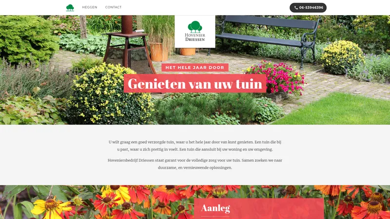 Website van Hoveniersbedrijf Driessen