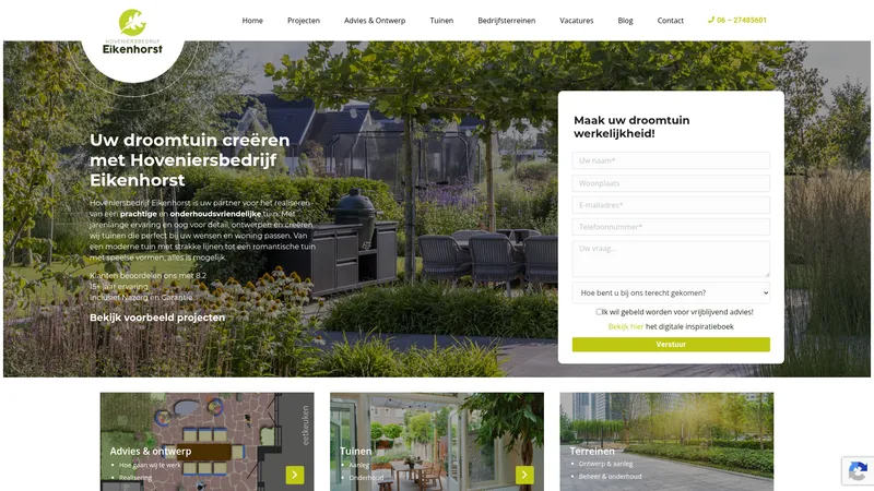 Website van Hoveniersbedrijf Eikenhorst
