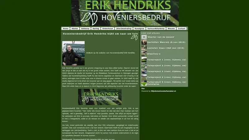 Website van Hoveniersbedrijf Erik Hendriks