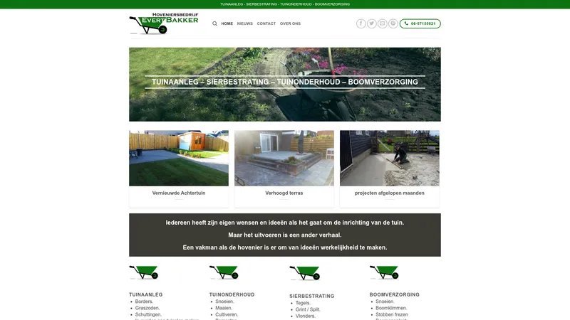 Website van Hoveniersbedrijf Evert Bakker