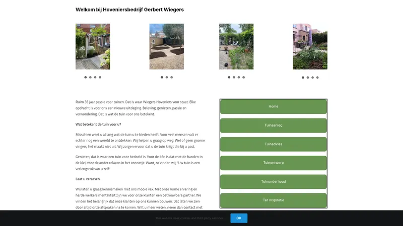 Website van Hoveniersbedrijf Gerbert Wiegers