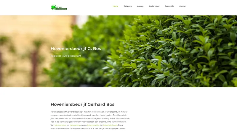 Website van Hoveniersbedrijf Gerhard Bos