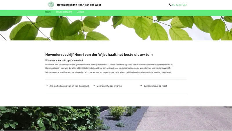 Website van Hoveniersbedrijf Henri van der Wijst