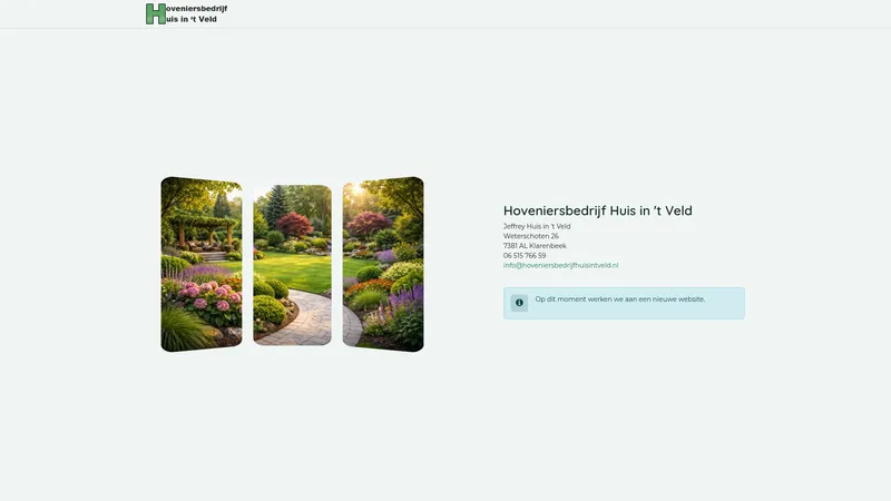 Website van Hoveniersbedrijf Huis in 't Veld