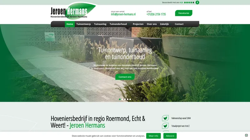 Website van Hoveniersbedrijf Jeroen Hermans