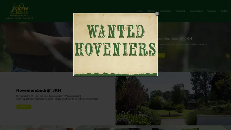 Website van Hoveniersbedrijf JKH