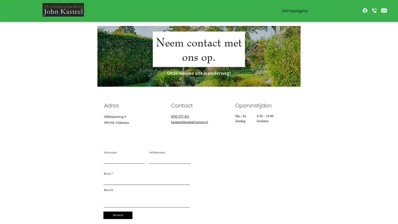 Website van Hoveniersbedrijf John Kasteel