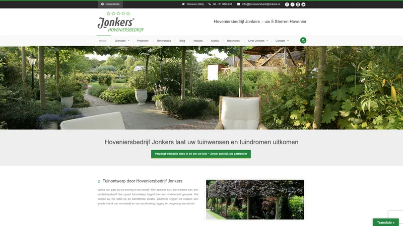 Website van Hoveniersbedrijf Jonkers