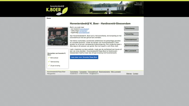 Website van Hoveniersbedrijf K. Boer