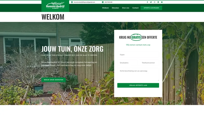 Website van Hoveniersbedrijf M. Groot