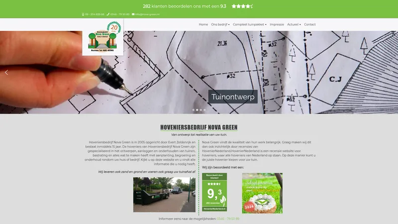 Website van Hoveniersbedrijf Nova Green