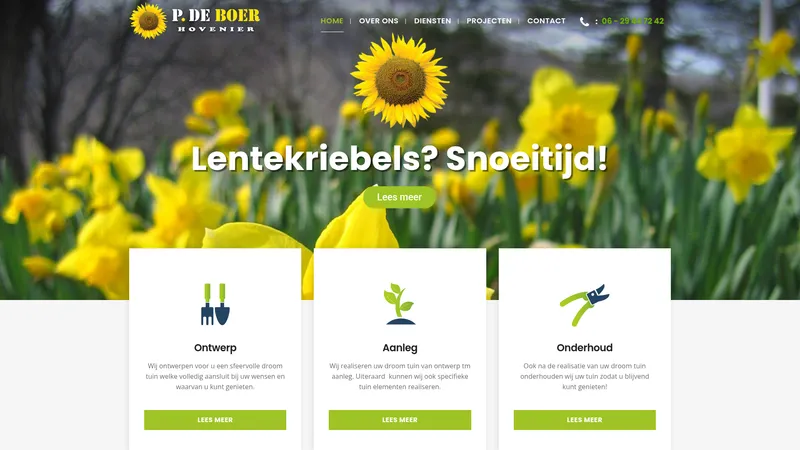 Website van Hoveniersbedrijf P. de Boer