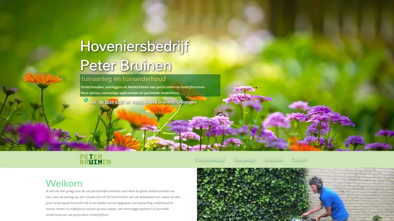 Website van Hoveniersbedrijf Peter Bruinen