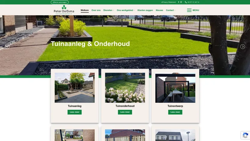 Website van Hoveniersbedrijf Peter Dolfsma