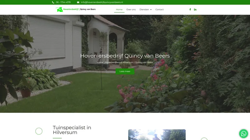 Website van Hoveniersbedrijf Quincy van Beers