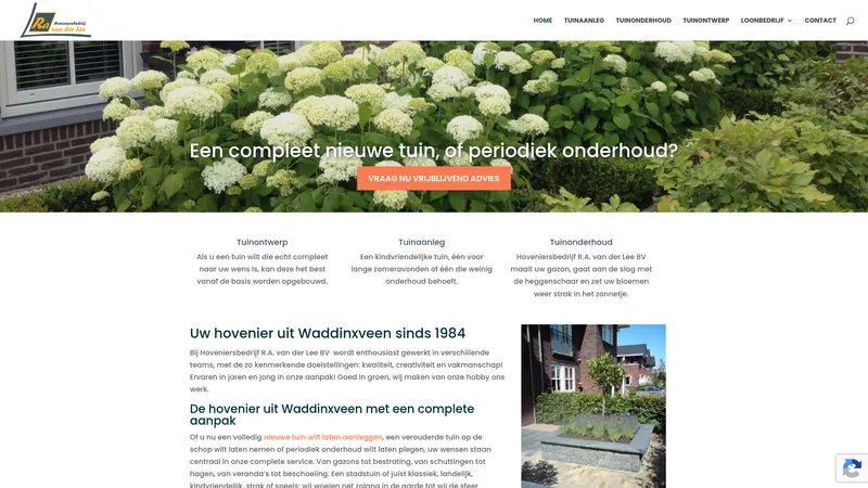 Website van Hoveniersbedrijf R.A. van de Lee BV